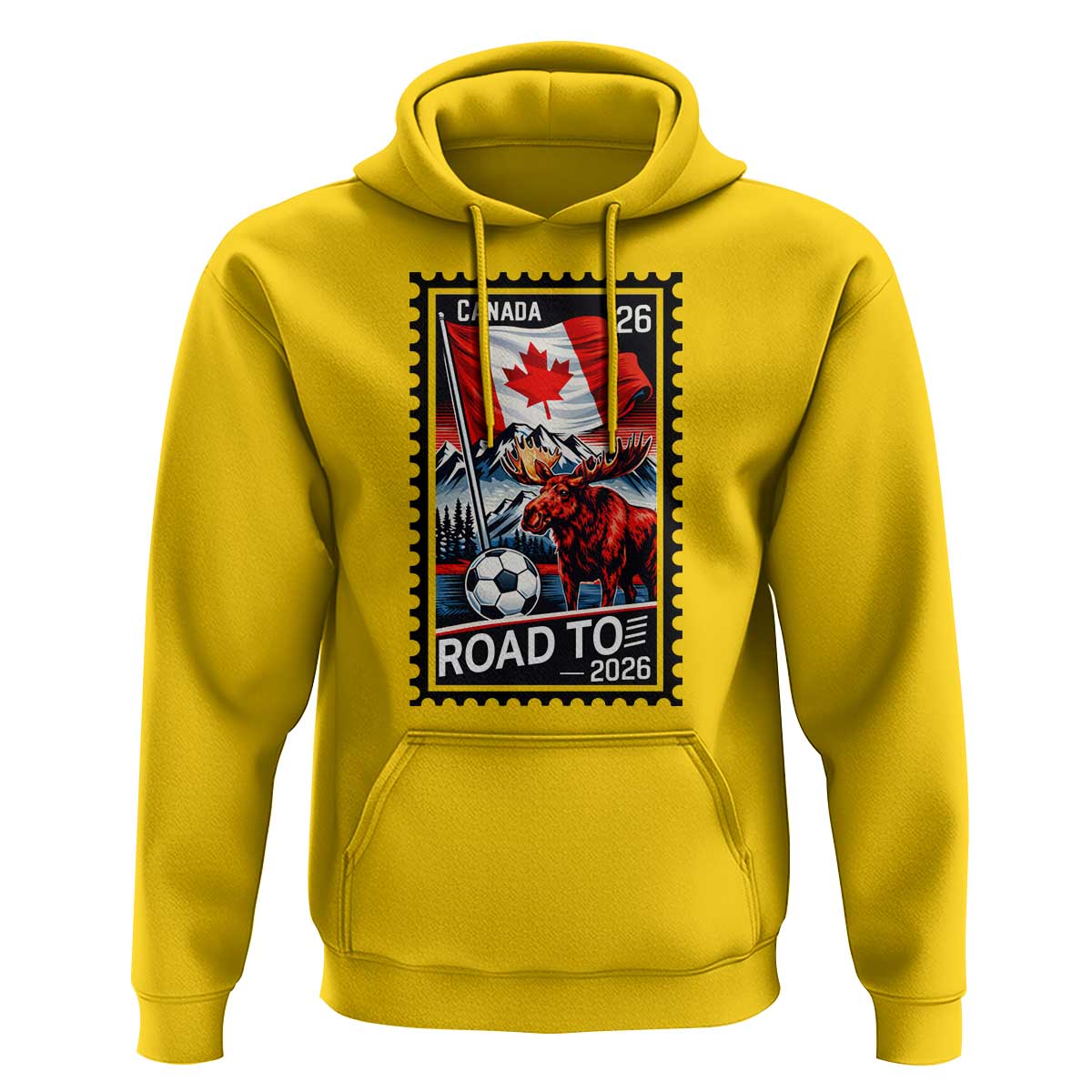 Canada Soccer Moose Hoodie Vintage Postal Stamp Road To 2026