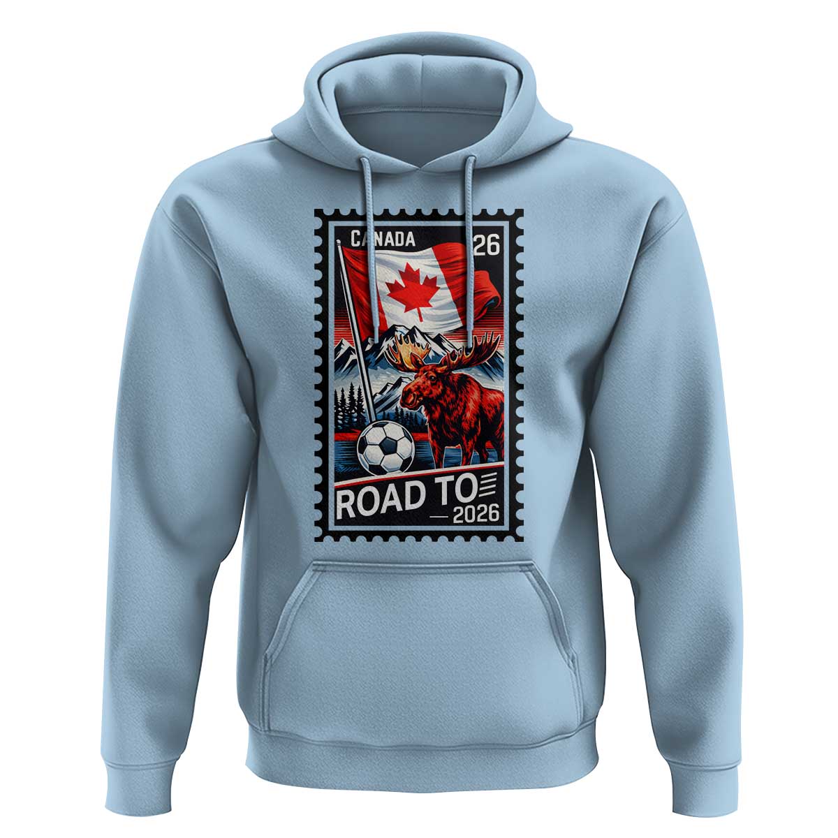Canada Soccer Moose Hoodie Vintage Postal Stamp Road To 2026