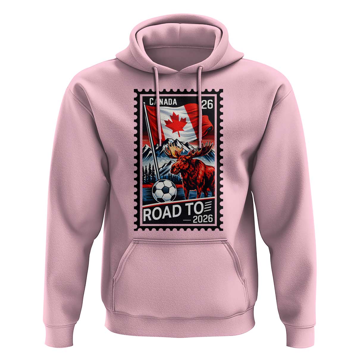 Canada Soccer Moose Hoodie Vintage Postal Stamp Road To 2026