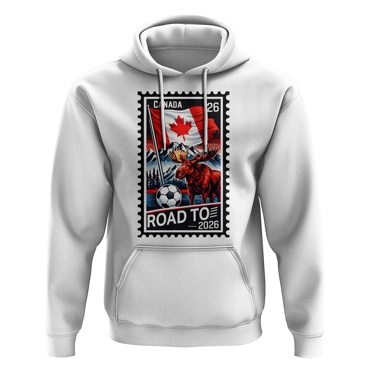 Canada Soccer Moose Hoodie Vintage Postal Stamp Road To 2026
