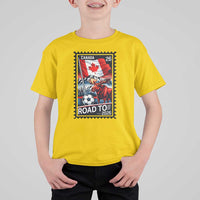 Canada Soccer Moose T Shirt For Kid Vintage Postal Stamp Road To 2026