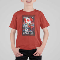 Canada Soccer Moose T Shirt For Kid Vintage Postal Stamp Road To 2026