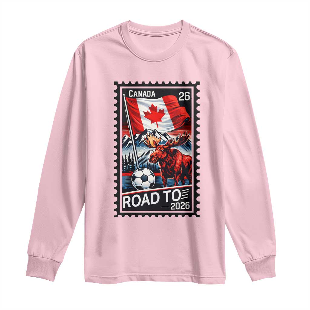 Canada Soccer Moose Long Sleeve Shirt Vintage Postal Stamp Road To 2026