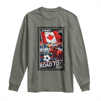 Canada Soccer Moose Long Sleeve Shirt Vintage Postal Stamp Road To 2026