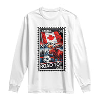 Canada Soccer Moose Long Sleeve Shirt Vintage Postal Stamp Road To 2026