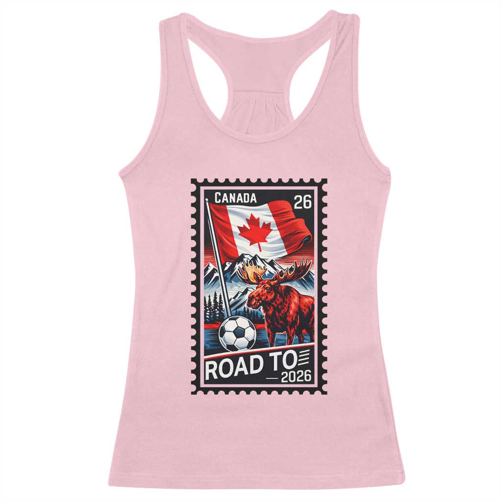 Canada Soccer Moose Racerback Tank Top Vintage Postal Stamp Road To 2026