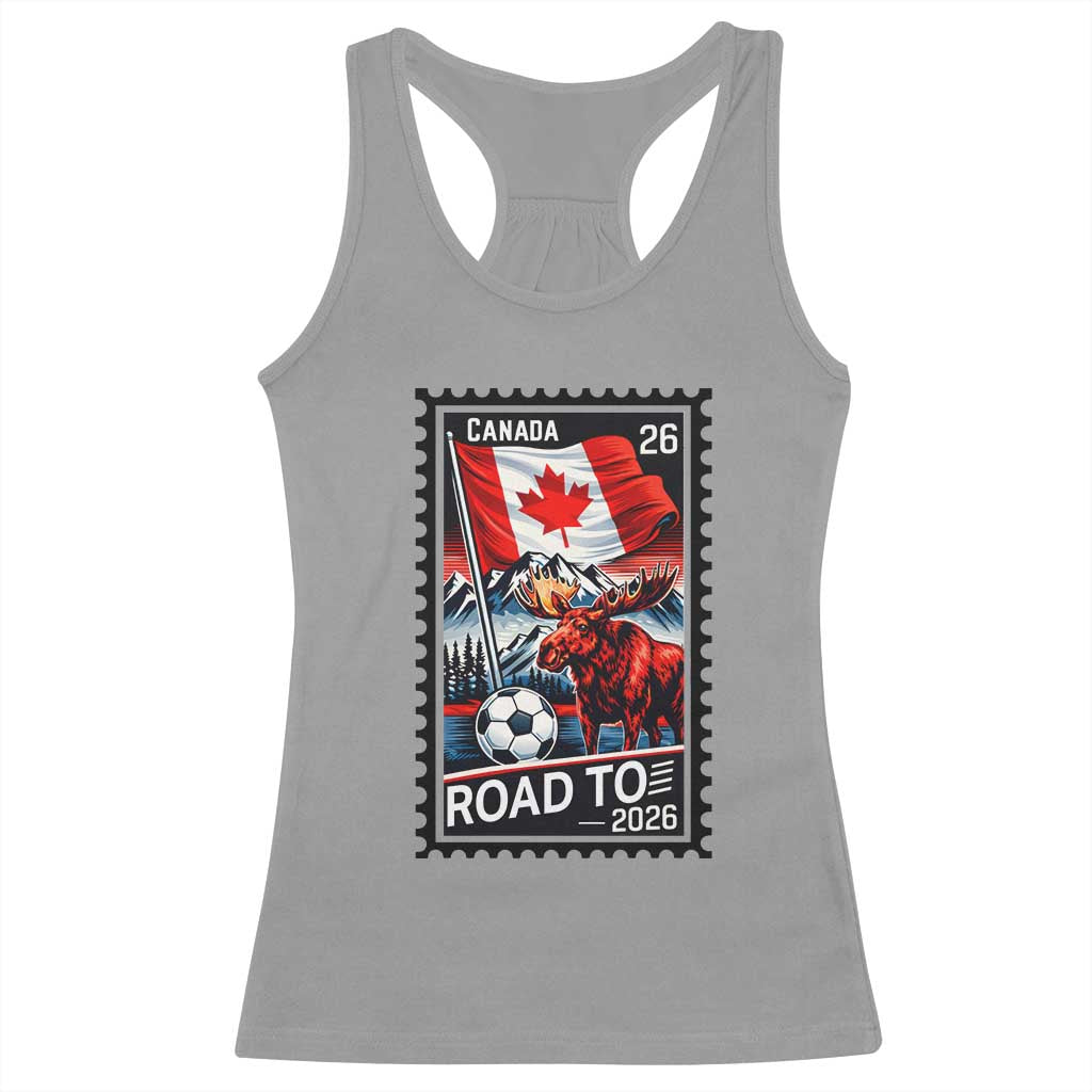 Canada Soccer Moose Racerback Tank Top Vintage Postal Stamp Road To 2026