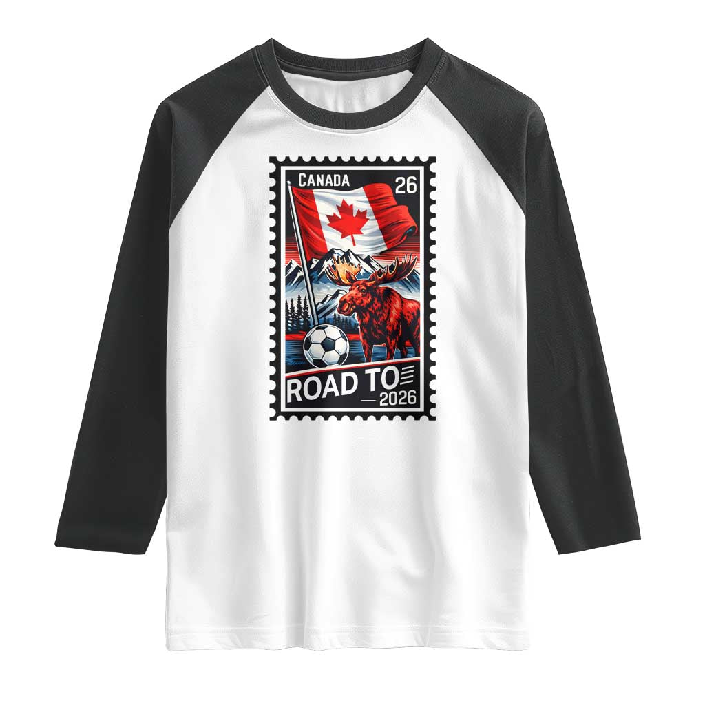Canada Soccer Moose Raglan Shirt Vintage Postal Stamp Road To 2026