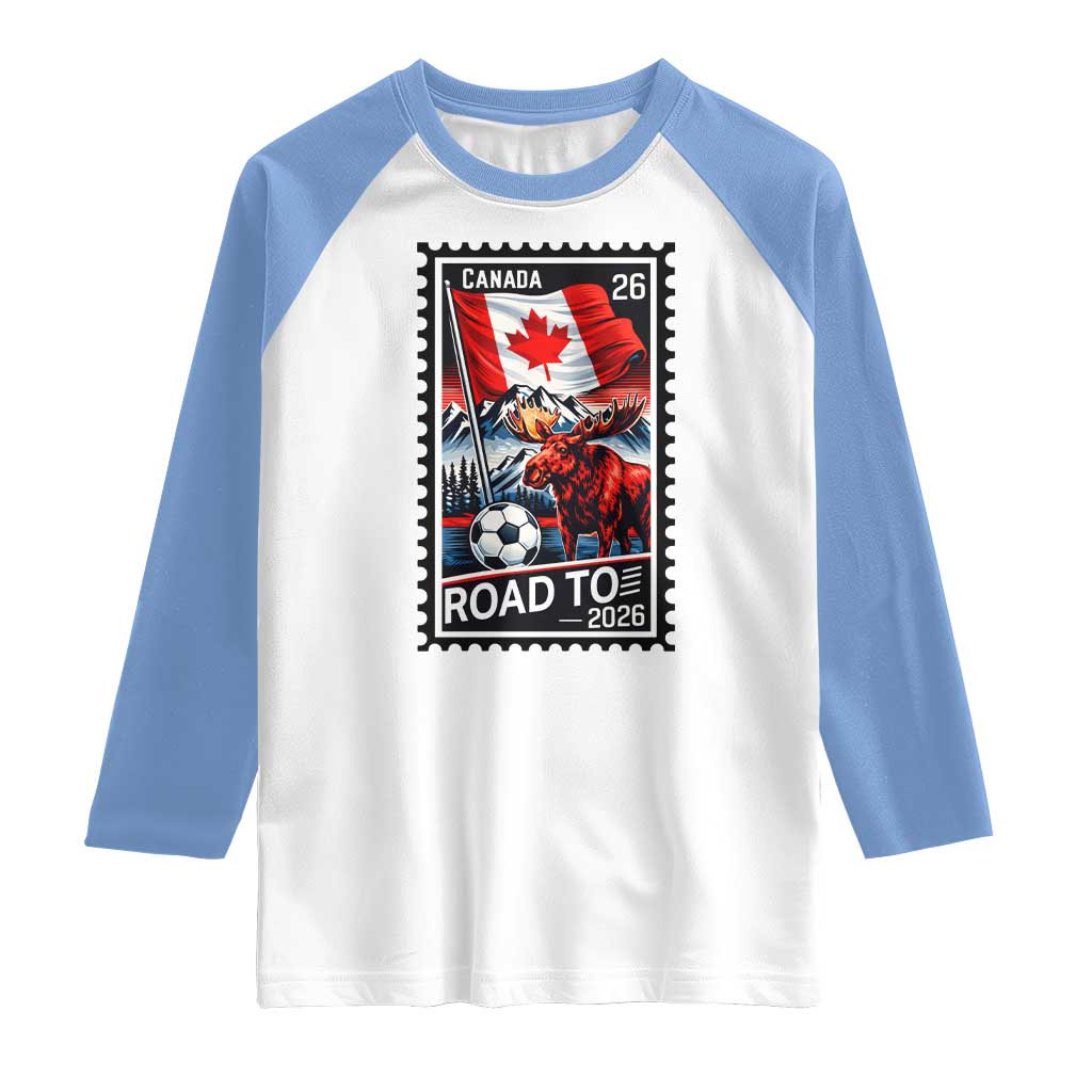 Canada Soccer Moose Raglan Shirt Vintage Postal Stamp Road To 2026