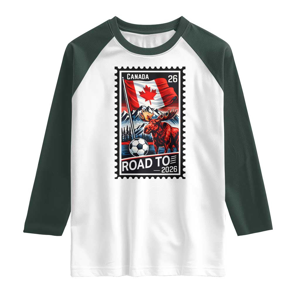 Canada Soccer Moose Raglan Shirt Vintage Postal Stamp Road To 2026