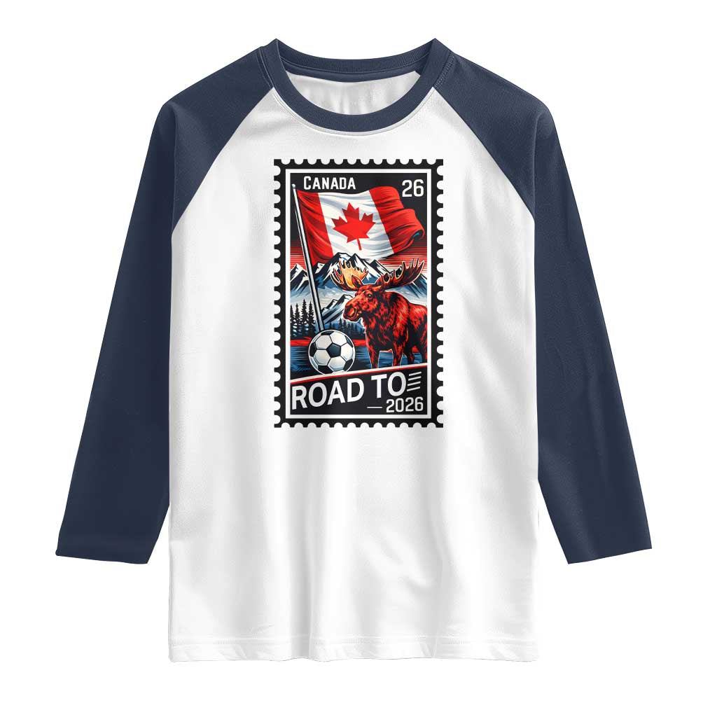 Canada Soccer Moose Raglan Shirt Vintage Postal Stamp Road To 2026