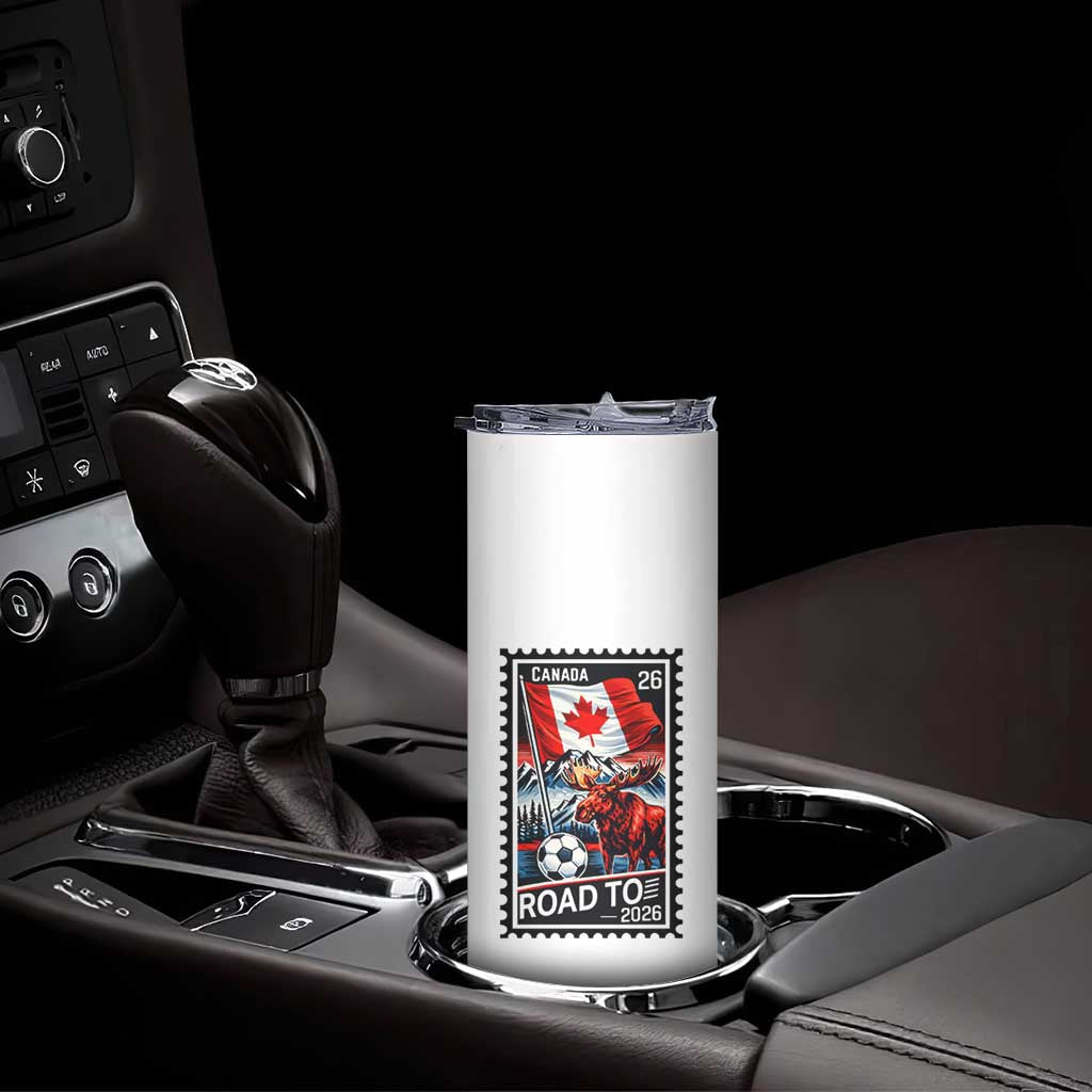 Canada Soccer Moose Skinny Tumbler Vintage Postal Stamp Road To 2026