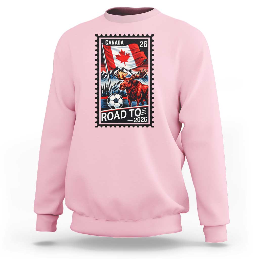 Canada Soccer Moose Sweatshirt Vintage Postal Stamp Road To 2026