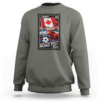 Canada Soccer Moose Sweatshirt Vintage Postal Stamp Road To 2026