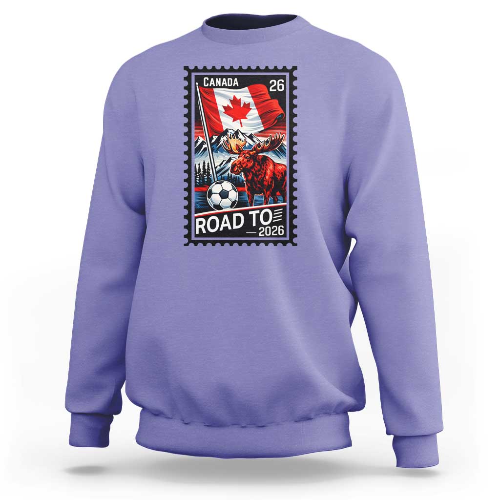 Canada Soccer Moose Sweatshirt Vintage Postal Stamp Road To 2026