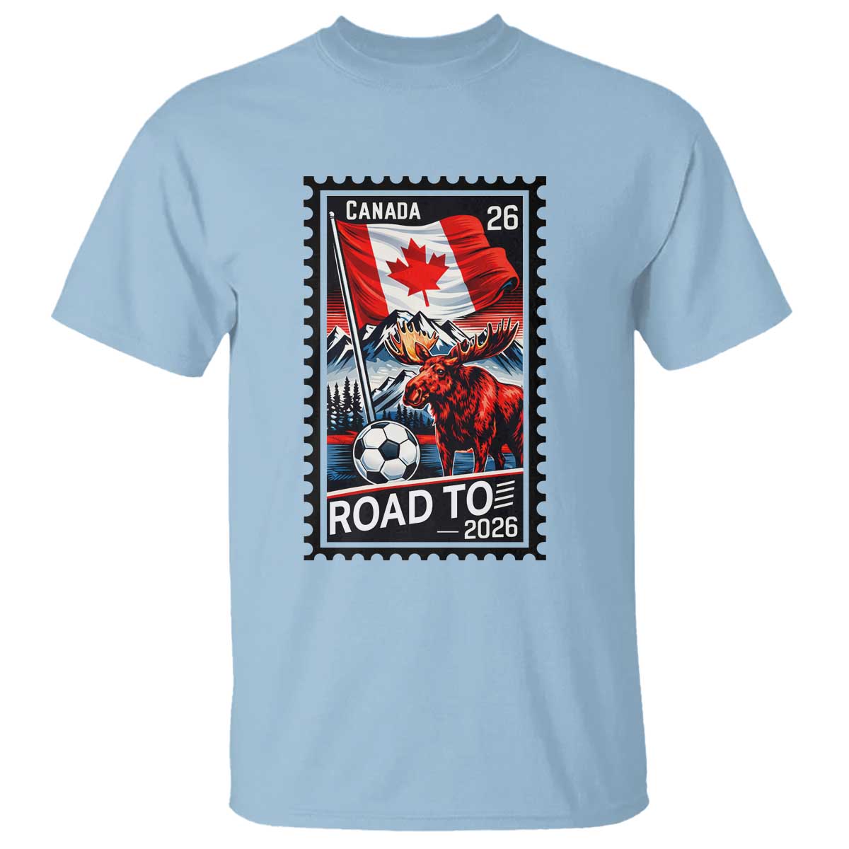 Canada Soccer Moose T Shirt Vintage Postal Stamp Road To 2026