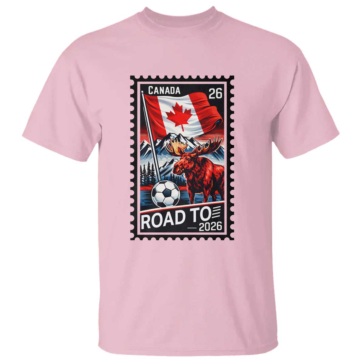 Canada Soccer Moose T Shirt Vintage Postal Stamp Road To 2026