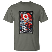 Canada Soccer Moose T Shirt Vintage Postal Stamp Road To 2026