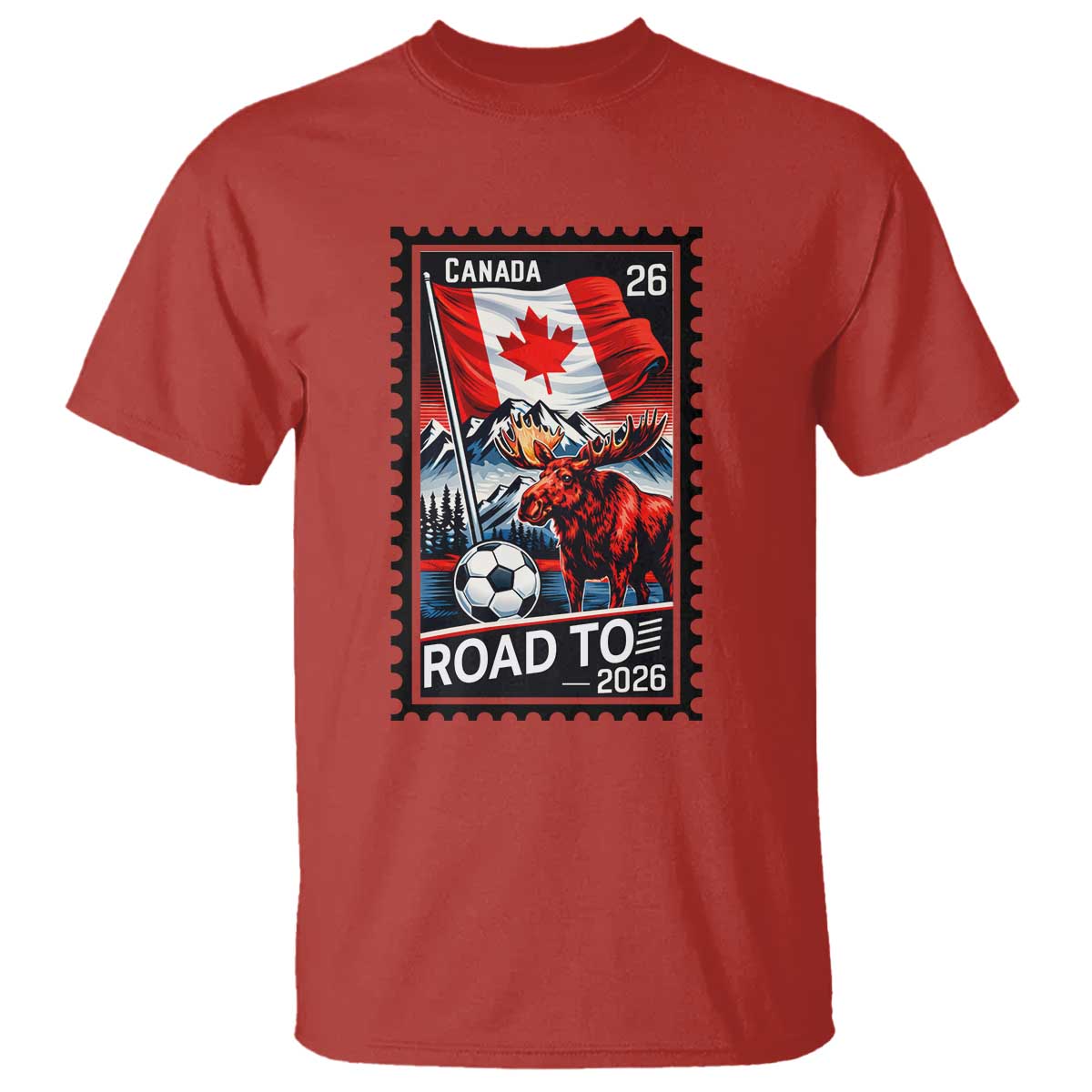 Canada Soccer Moose T Shirt Vintage Postal Stamp Road To 2026