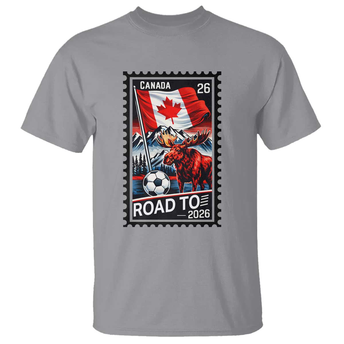 Canada Soccer Moose T Shirt Vintage Postal Stamp Road To 2026