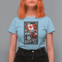 Canada Soccer Moose T Shirt For Women Vintage Postal Stamp Road To 2026