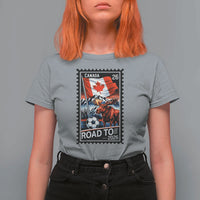 Canada Soccer Moose T Shirt For Women Vintage Postal Stamp Road To 2026