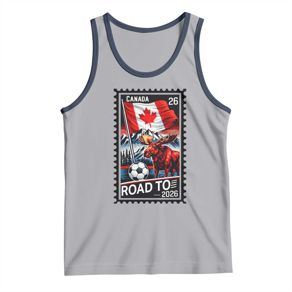 Canada Soccer Moose Tank Top Vintage Postal Stamp Road To 2026