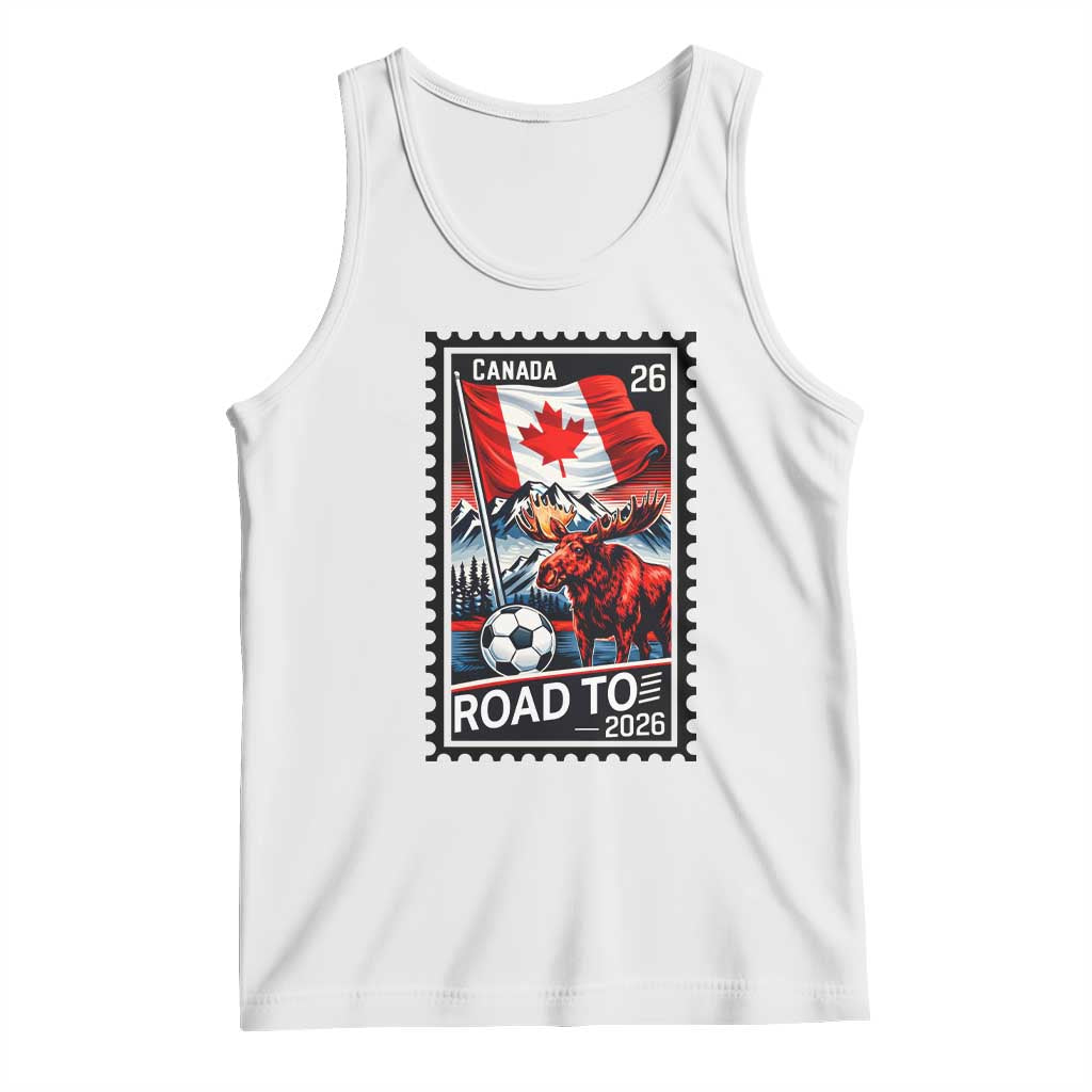 Canada Soccer Moose Tank Top Vintage Postal Stamp Road To 2026