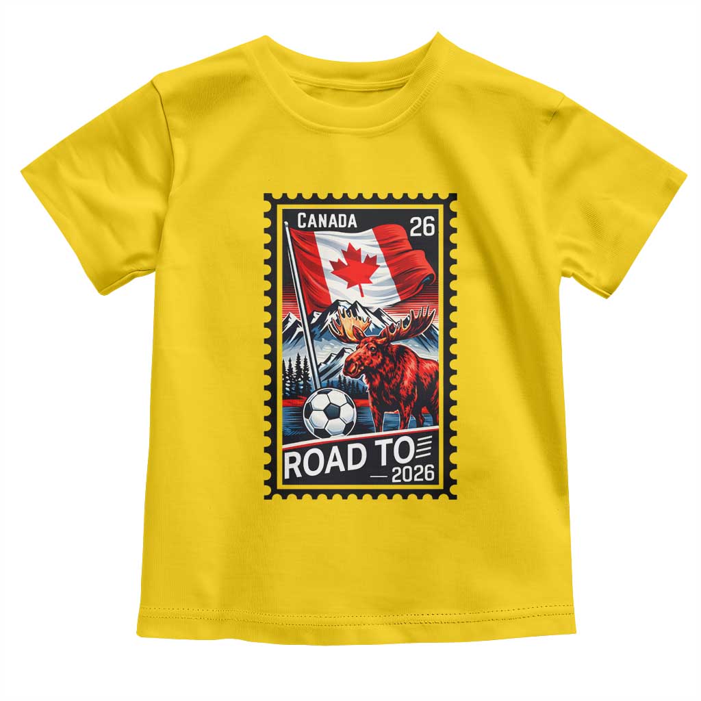 Canada Soccer Moose Toddler T Shirt Vintage Postal Stamp Road To 2026