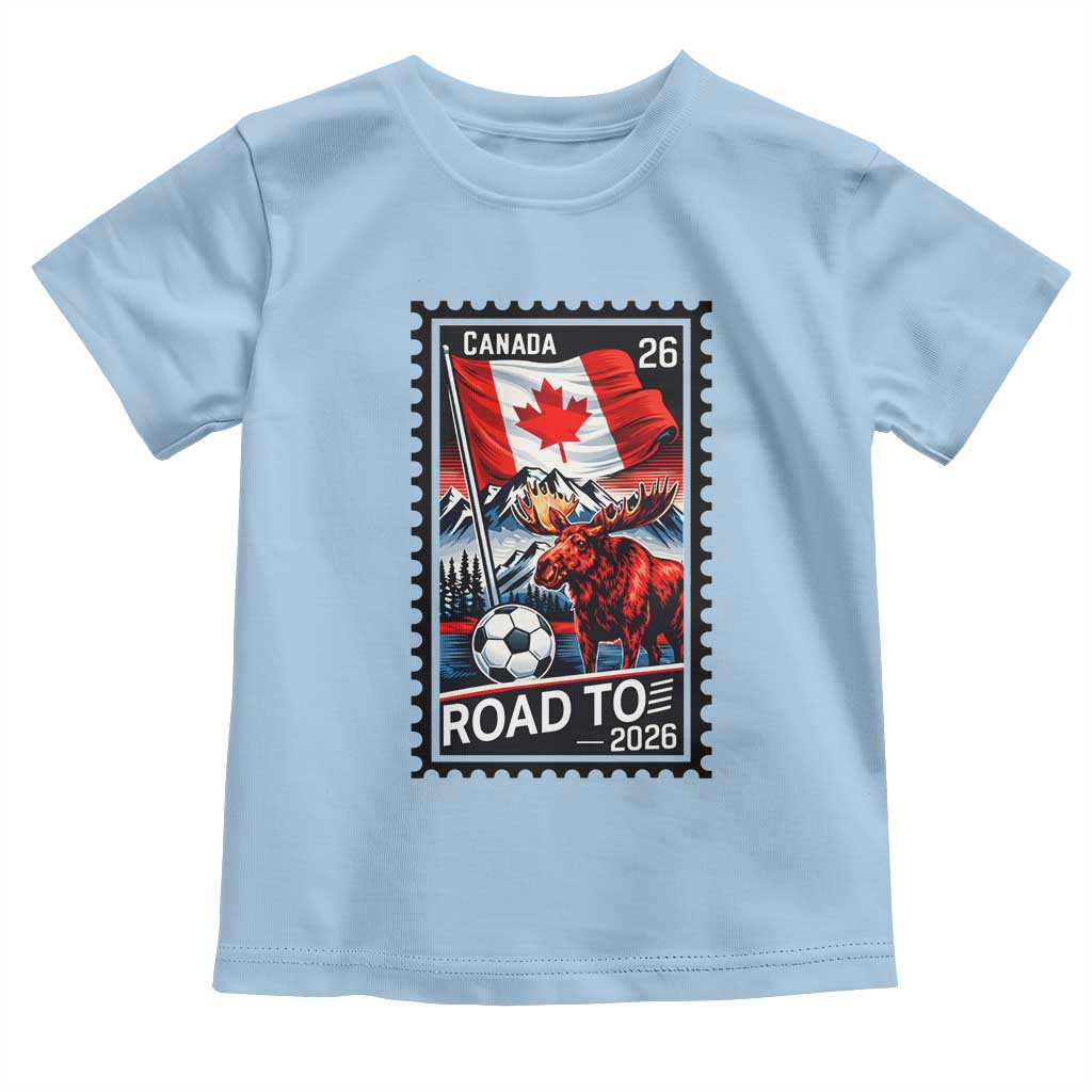 Canada Soccer Moose Toddler T Shirt Vintage Postal Stamp Road To 2026