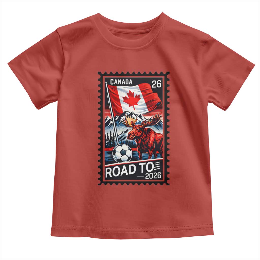 Canada Soccer Moose Toddler T Shirt Vintage Postal Stamp Road To 2026