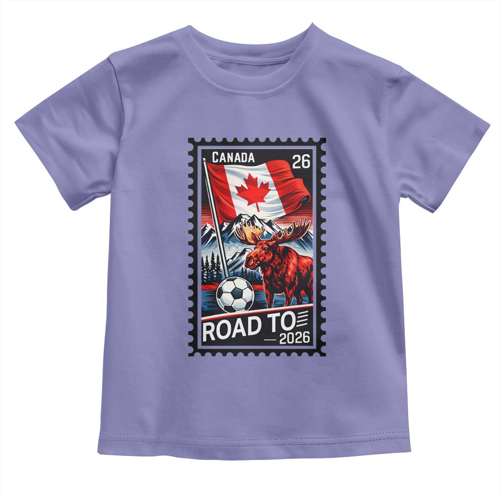 Canada Soccer Moose Toddler T Shirt Vintage Postal Stamp Road To 2026
