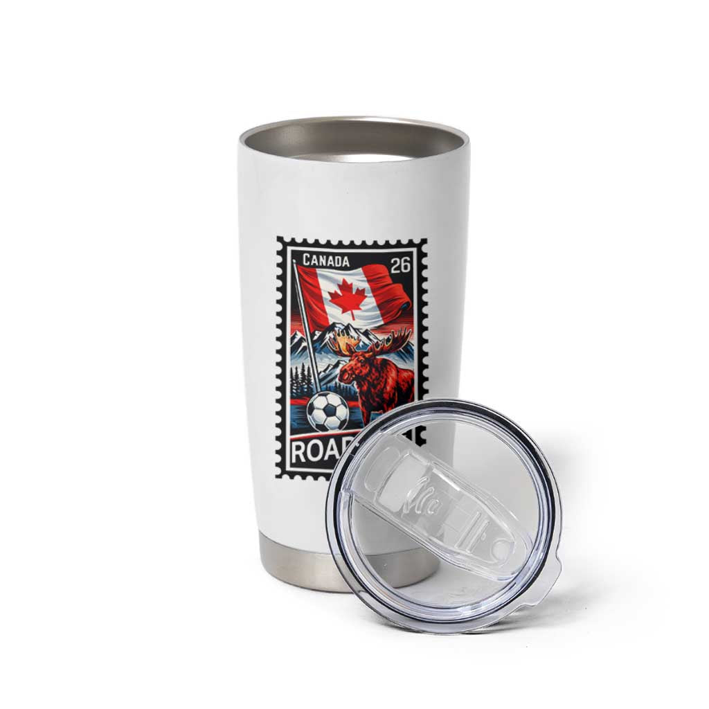 Canada Soccer Moose Tumbler Cup Vintage Postal Stamp Road To 2026