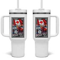 Canada Soccer Moose Tumbler With Handle Vintage Postal Stamp Road To 2026