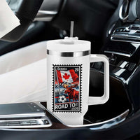 Canada Soccer Moose Tumbler With Handle Vintage Postal Stamp Road To 2026