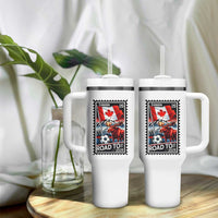 Canada Soccer Moose Tumbler With Handle Vintage Postal Stamp Road To 2026