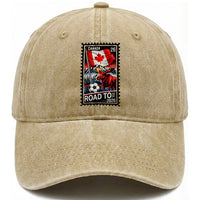 Canada Soccer Moose Washed Cotton Baseball Cap Vintage Postal Stamp Road To 2026