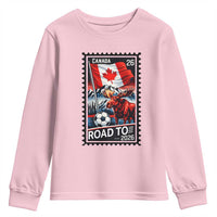 Canada Soccer Moose Youth Sweatshirt Vintage Postal Stamp Road To 2026
