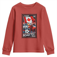 Canada Soccer Moose Youth Sweatshirt Vintage Postal Stamp Road To 2026