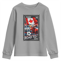 Canada Soccer Moose Youth Sweatshirt Vintage Postal Stamp Road To 2026