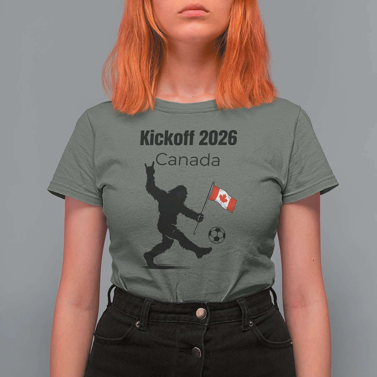 Funny Bigfoot Canada Soccer T Shirt For Women Kickoff 2026