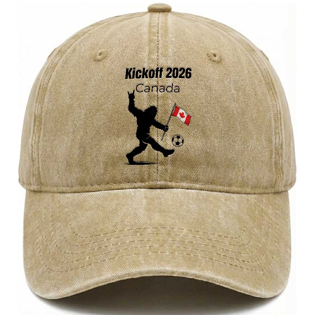 Funny Bigfoot Canada Soccer Washed Cotton Baseball Cap Kickoff 2026