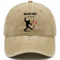 Funny Bigfoot Canada Soccer Washed Cotton Baseball Cap Kickoff 2026