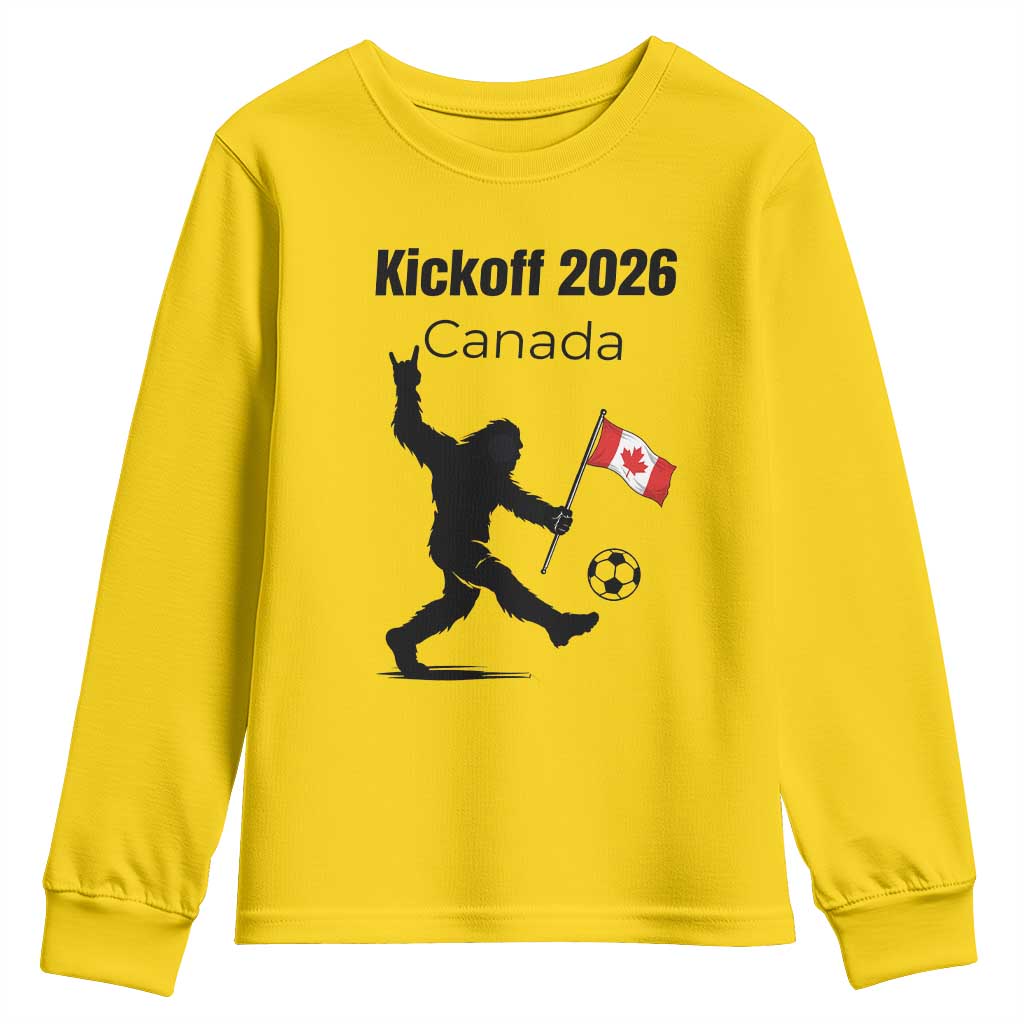 Funny Bigfoot Canada Soccer Youth Sweatshirt Kickoff 2026
