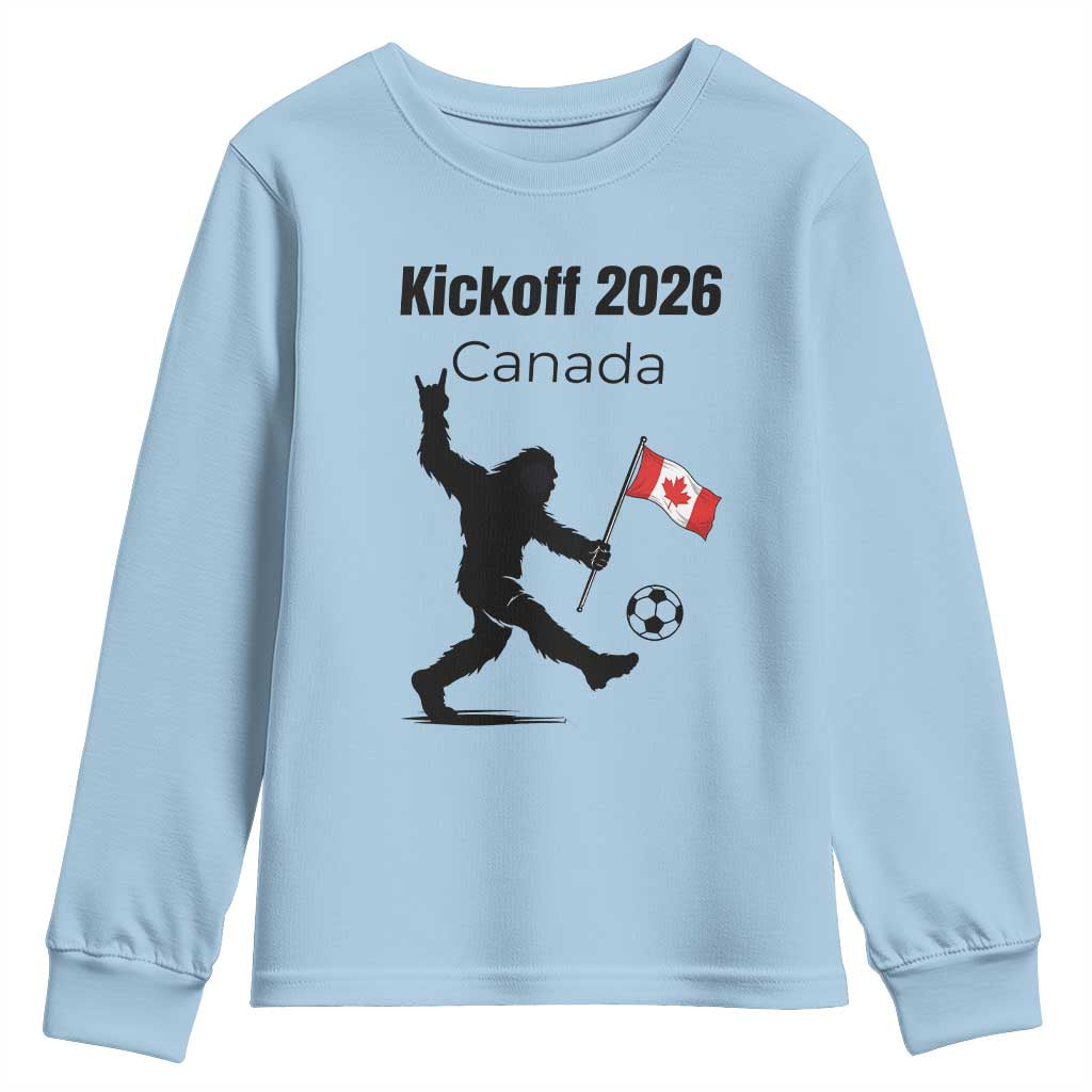 Funny Bigfoot Canada Soccer Youth Sweatshirt Kickoff 2026