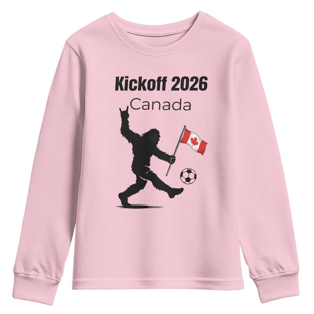 Funny Bigfoot Canada Soccer Youth Sweatshirt Kickoff 2026