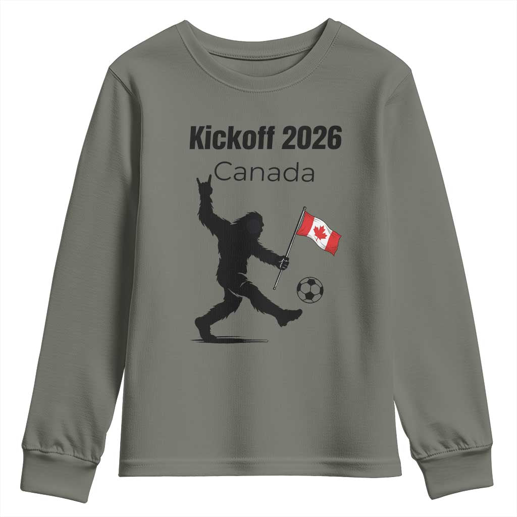 Funny Bigfoot Canada Soccer Youth Sweatshirt Kickoff 2026