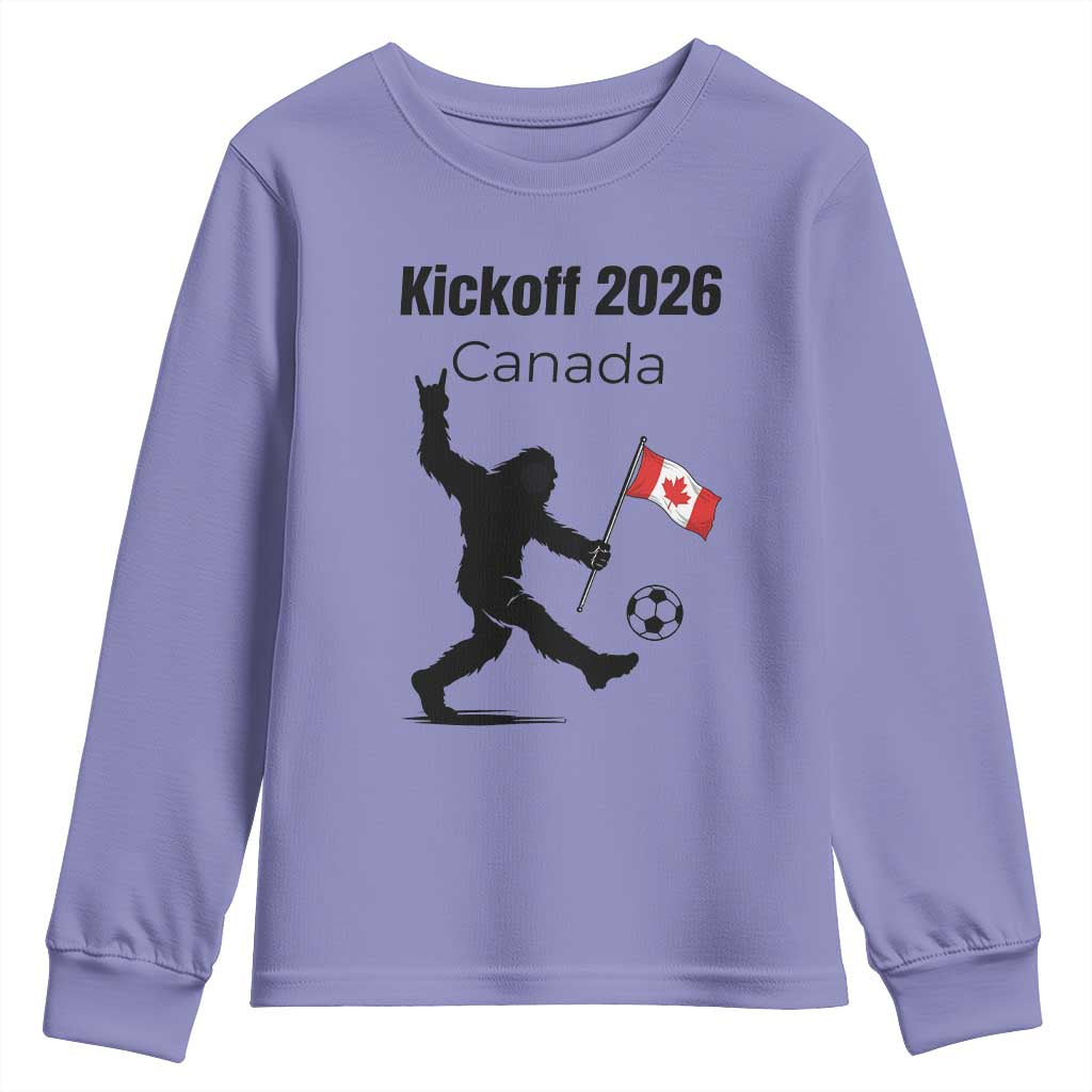 Funny Bigfoot Canada Soccer Youth Sweatshirt Kickoff 2026