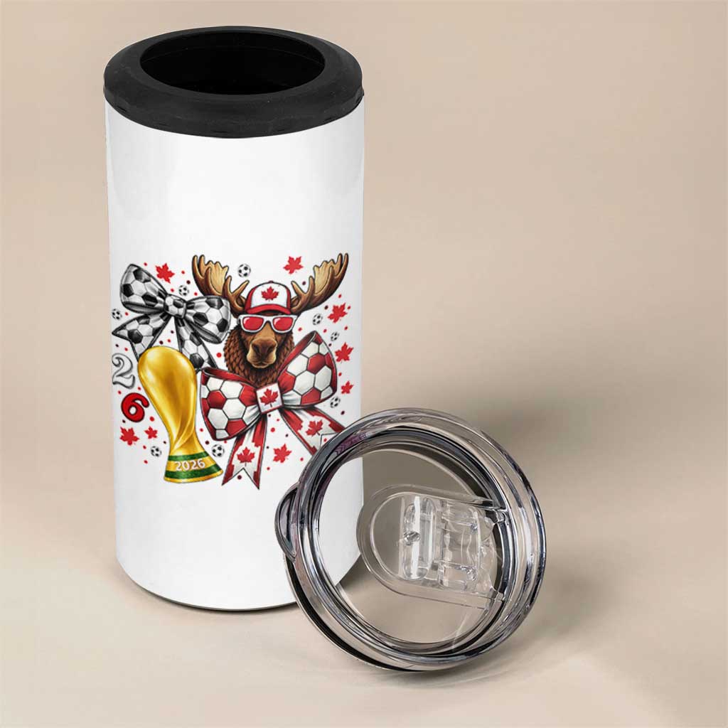 Proud Canada Soccer 2026 4 in 1 Can Cooler Tumbler Canadian Football Fan