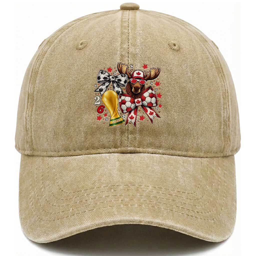 Proud Canada Soccer 2026 Washed Cotton Baseball Cap Canadian Football Fan
